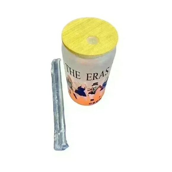 NEW Taylor Swift Inspired Reusable 18oz Frosted Glass with Lid & Straw Homemade - Picture 7 of 7